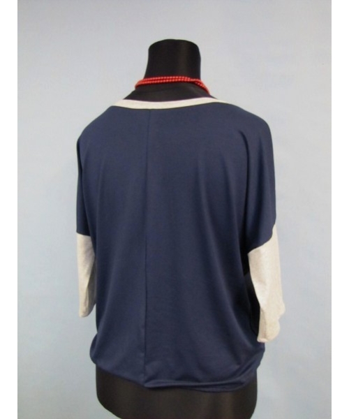 Bluzka Blanka granatowa z białymi perłowymi wstawkami